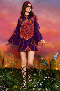 Anathea Purple Mandala Mini Dress - The Hippie Shake