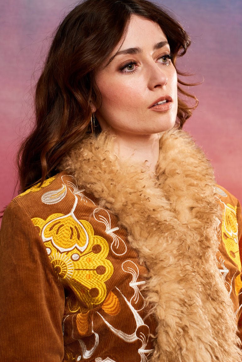 Cinnamon Girl Brown Embroidered Penny Lane Coat - The Hippie Shake