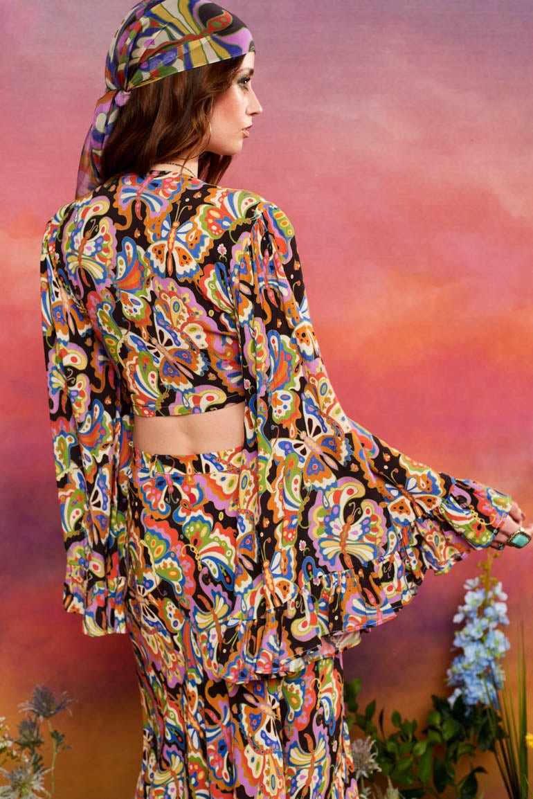 Marguerita Angel Sleeve Butterfly Tie Top - The Hippie Shake