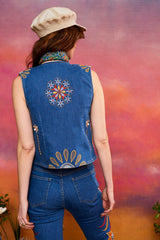 Revolution Blues Embroidered Denim Vest - PRE-ORDER - The Hippie Shake