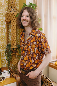 Santa Fe Brown Floral Men’s Shirt - The Hippie Shake