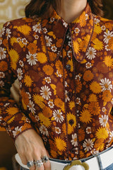 Viola Lee Brown Floral Blouse - The Hippie Shake