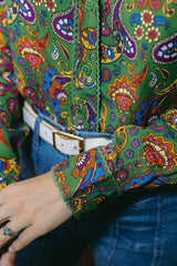 Viola Lee Green Paisley Blouse - The Hippie Shake