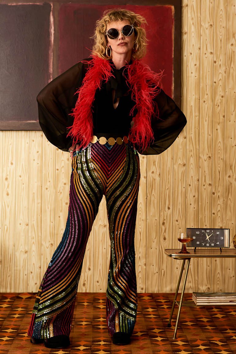 Born To Boogie Sequin Flares - PRE-ORDER - The Hippie Shake