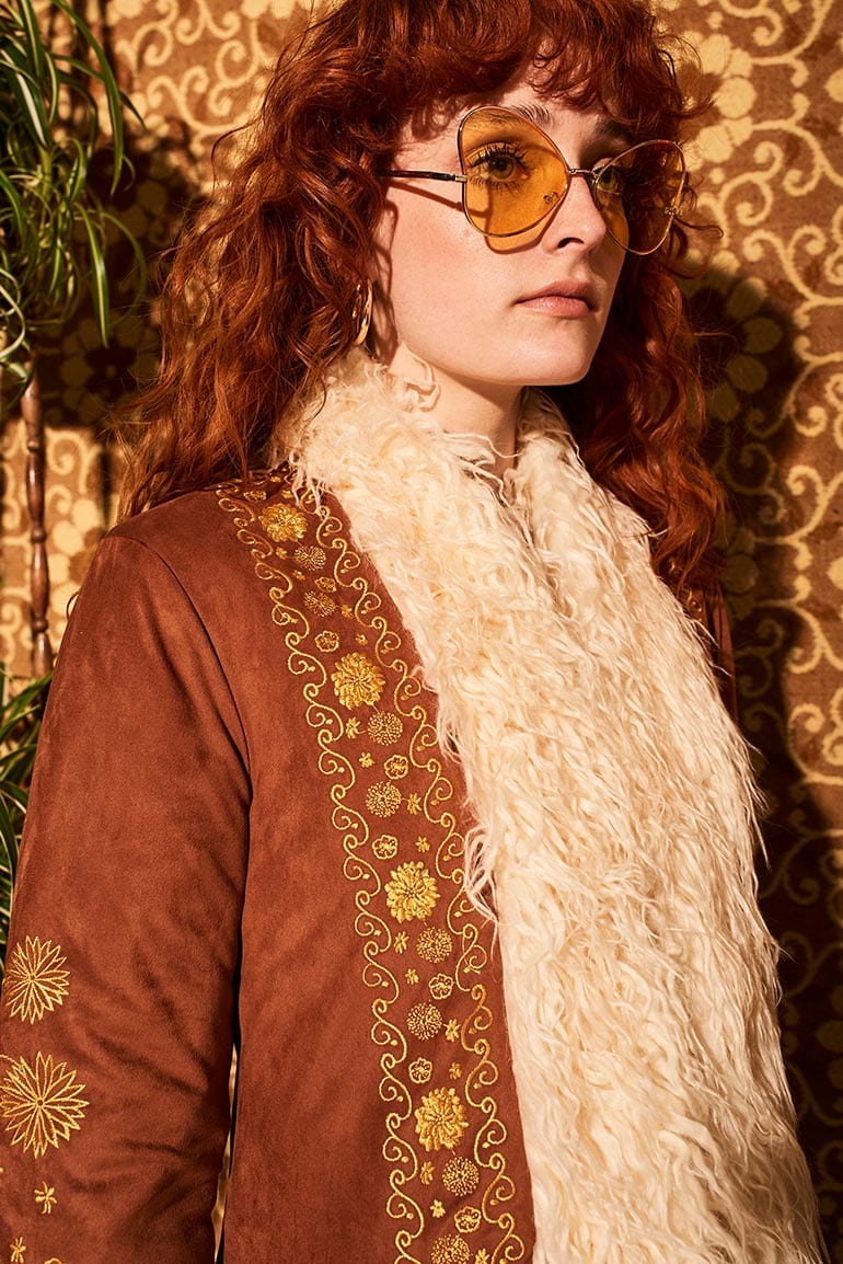 Breaking Hearts Brown Embroidered Penny Lane Coat - The Hippie Shake