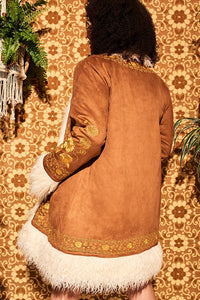 Breaking Hearts Brown Embroidered Penny Lane Coat - The Hippie Shake
