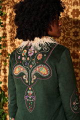 Breaking Hearts Green Embroidered Penny Lane Coat - The Hippie Shake