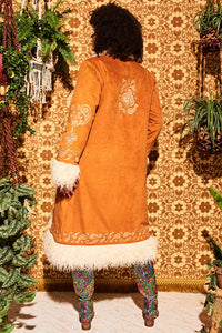 Breaking Hearts Tan Embroidered Long Penny Lane Coat - The Hippie Shake