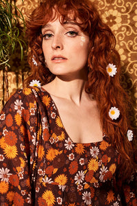 Clarabella Brown Floral Mini Dress - The Hippie Shake