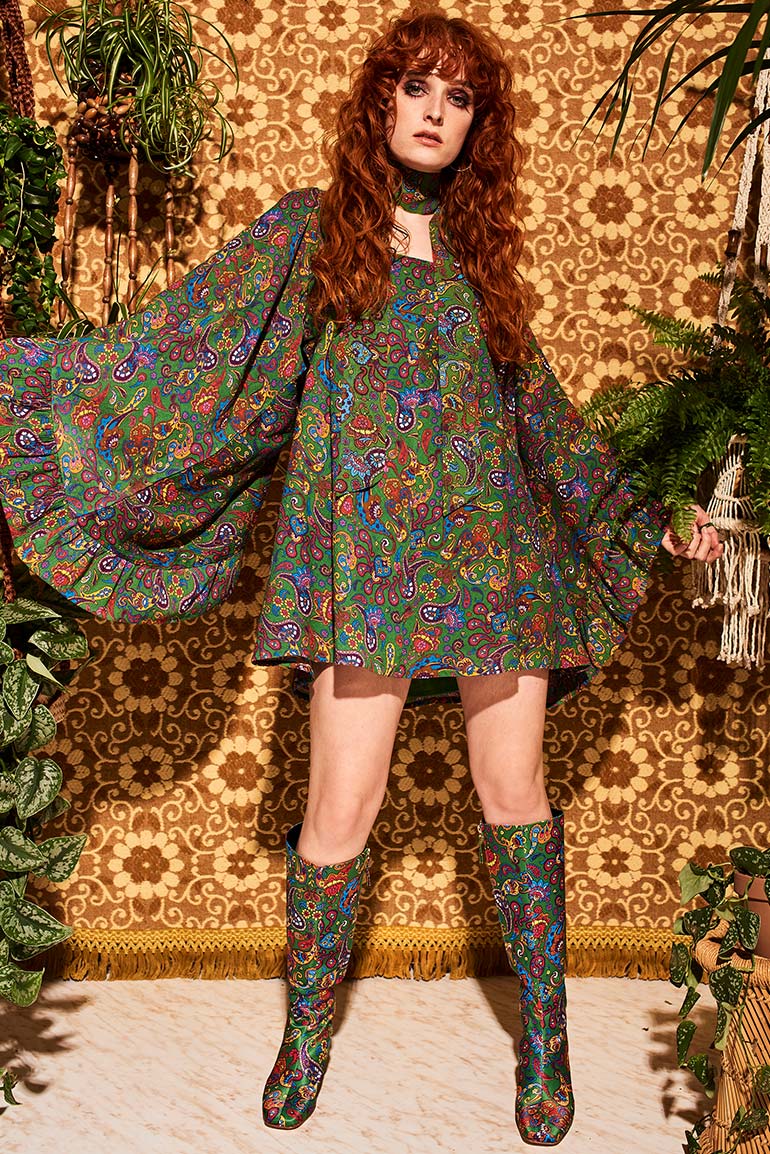Clarabella Green Paisley Mini Dress - The Hippie Shake