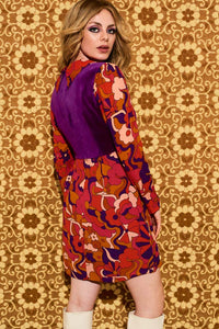 Elenore Psychedelic Cloud Velvet Bodice Mini Dress - The Hippie Shake