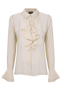 Let The Good Times Roll Cream Ruffle Blouse - The Hippie Shake