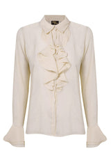 Let The Good Times Roll Cream Ruffle Blouse - The Hippie Shake