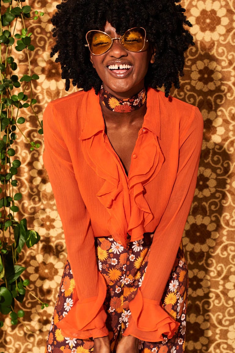 Let The Good Times Roll Orange Ruffle Blouse - The Hippie Shake