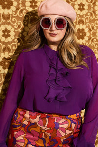 Let The Good Times Roll Purple Ruffle Blouse - The Hippie Shake