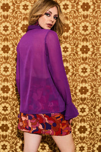 Let The Good Times Roll Purple Ruffle Blouse - The Hippie Shake