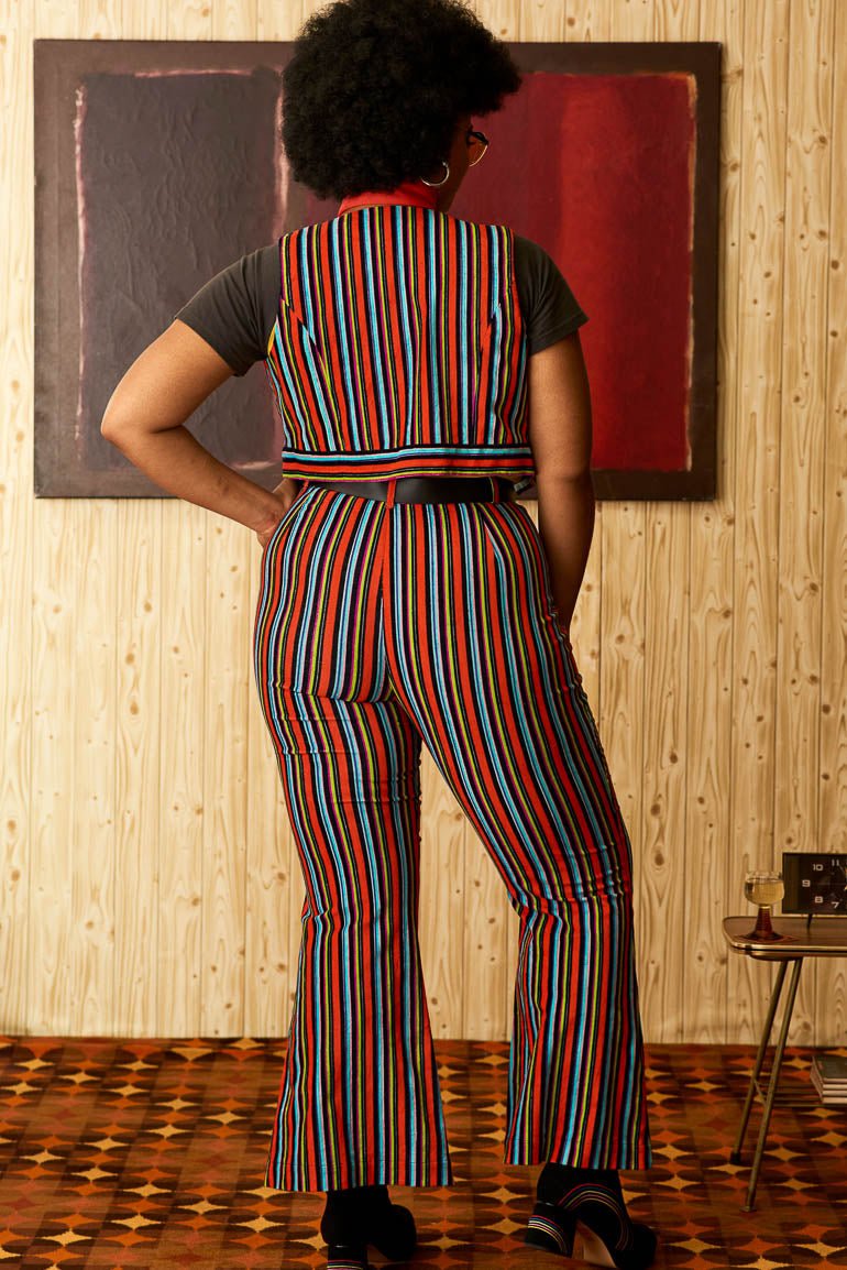 Miss Demeanor Glam Striped Zip Flares - The Hippie Shake