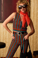 Miss Demeanor Glam Striped Zip Flares - The Hippie Shake