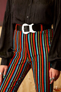 Miss Demeanor Glam Striped Zip Flares - The Hippie Shake