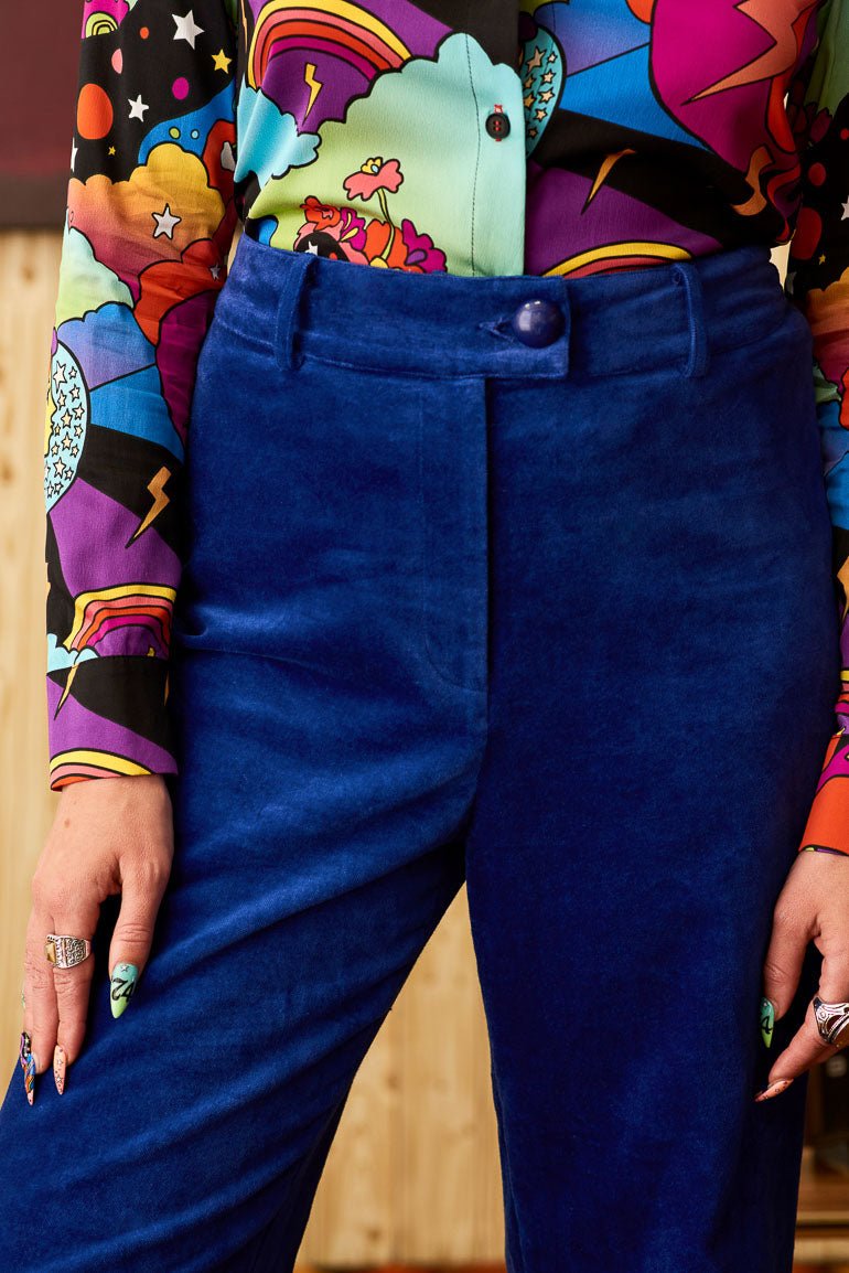 Moonage Daydream Midnight Blue Velvet Trousers – The Hippie Shake