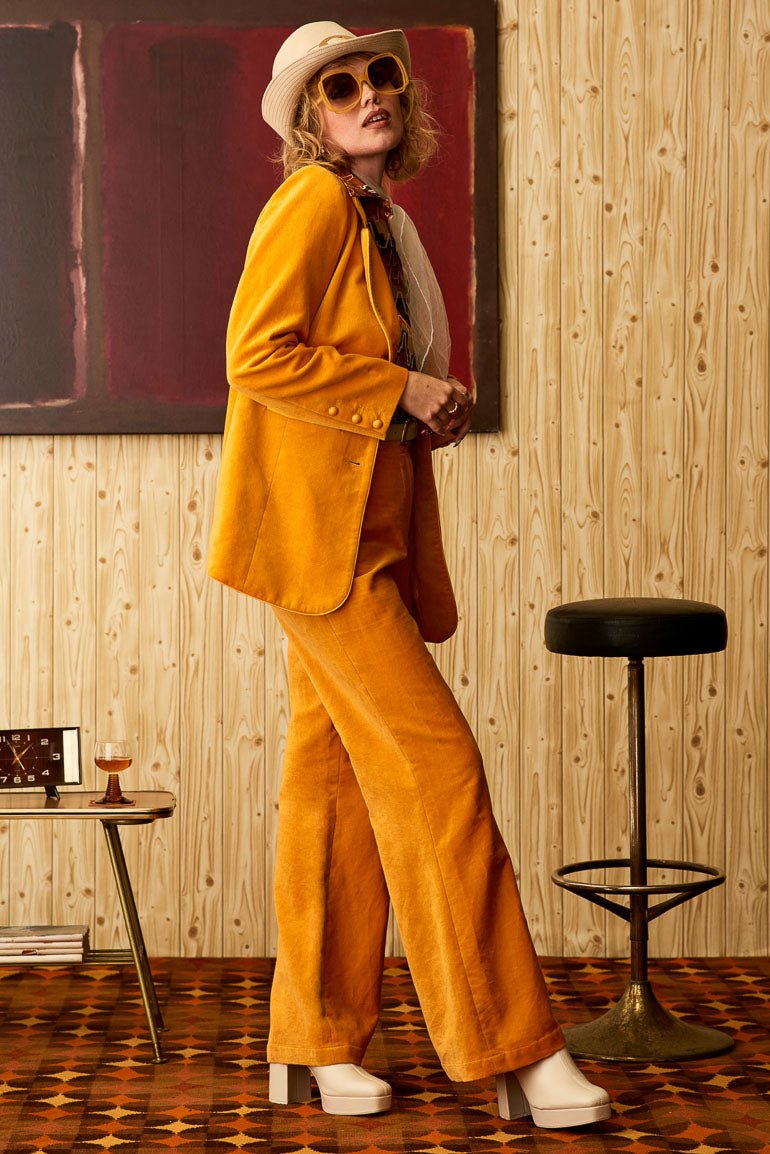 Moonage Daydream Orange Velvet Blazer - The Hippie Shake