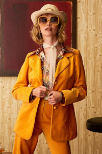 Moonage Daydream Orange Velvet Blazer - The Hippie Shake