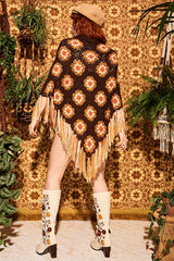 Pearl 70s Flower Crochet Poncho - The Hippie Shake