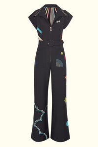 Space Boss Black Embroidered Boiler Suit - The Hippie Shake