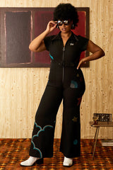 Space Boss Black Embroidered Boiler Suit - The Hippie Shake