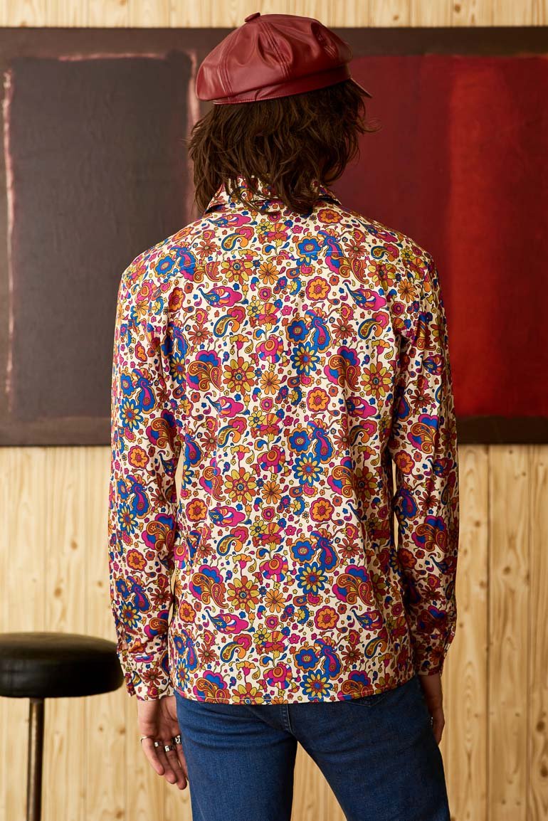 Spotlight Cream Floral Disco Shirt - The Hippie Shake