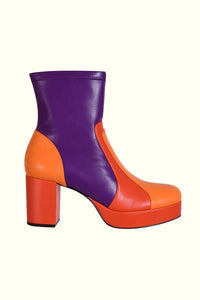 Suzie Q Purple Retro Stripe Platform Boots - The Hippie Shake