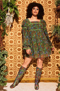 Tiny Dancer Green Paisley Mini Dress - The Hippie Shake
